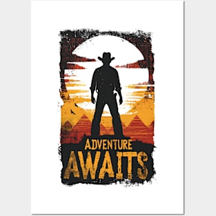 Adventure Awaits - Sunset - Pyramids - Indy Posters and Art